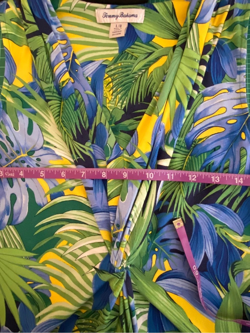 Tommy Bahama Tropical Print Dress, Yellow, Green, Blue - Picture 5 of 6